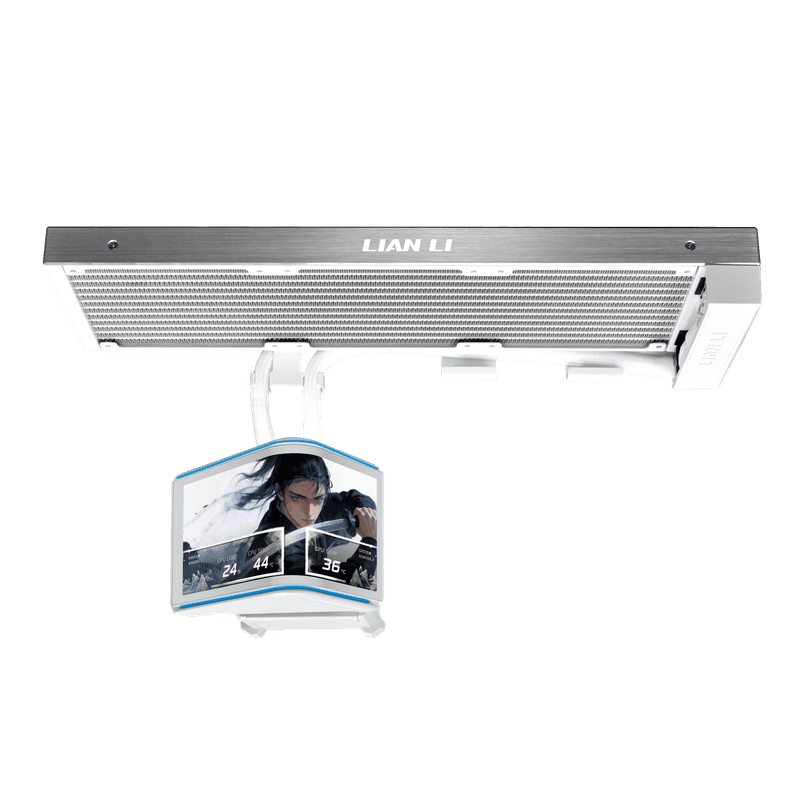 Vista lateral do Lian Li HydroShift II OLED Curved