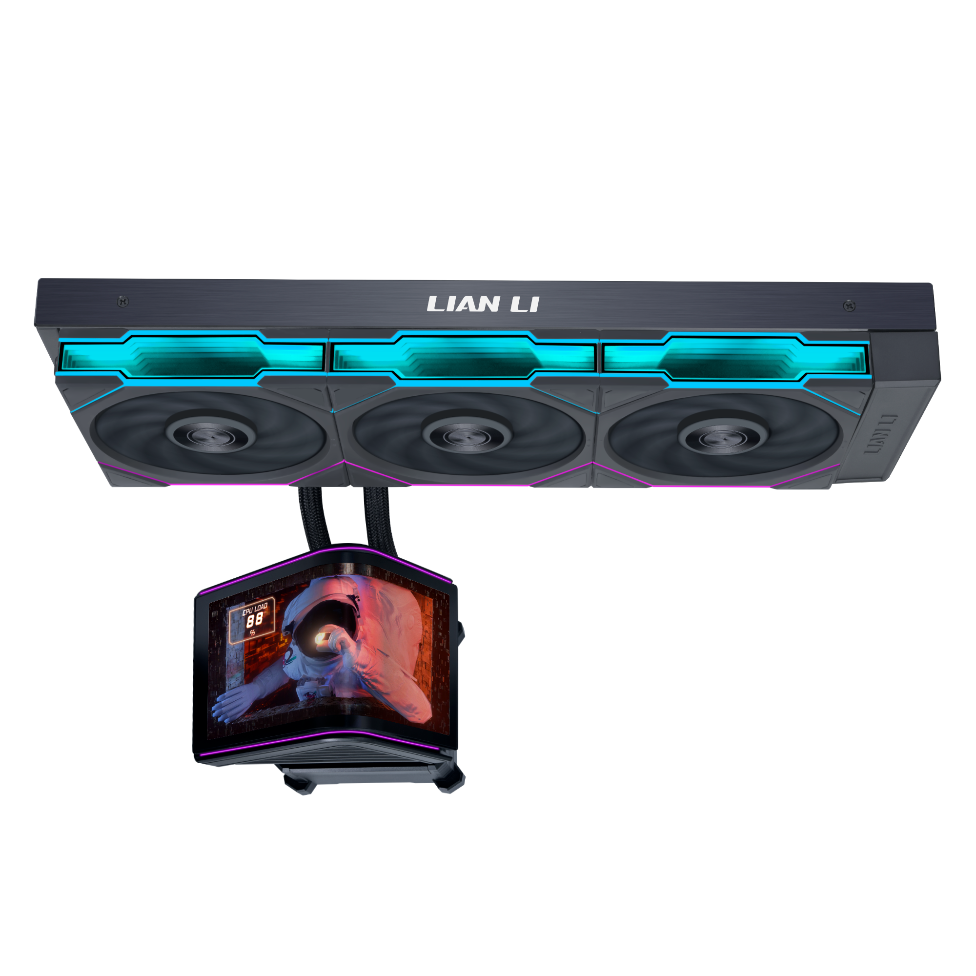Vista lateral do Lian Li HydroShift II OLED Curved
