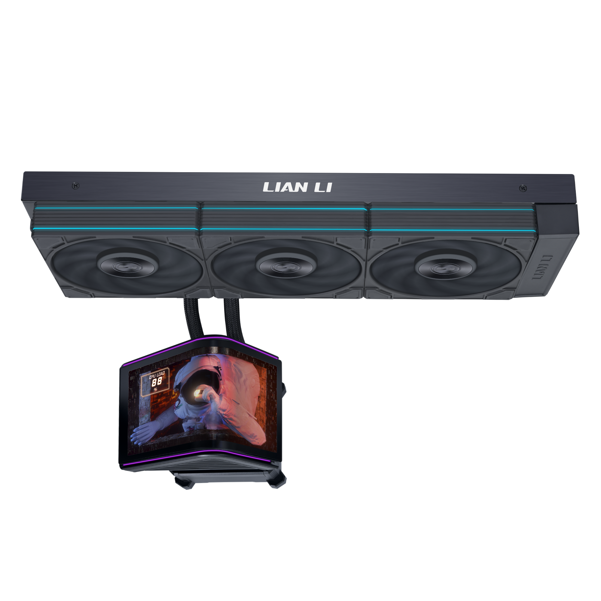 Vista lateral do Lian Li HydroShift II OLED Curved