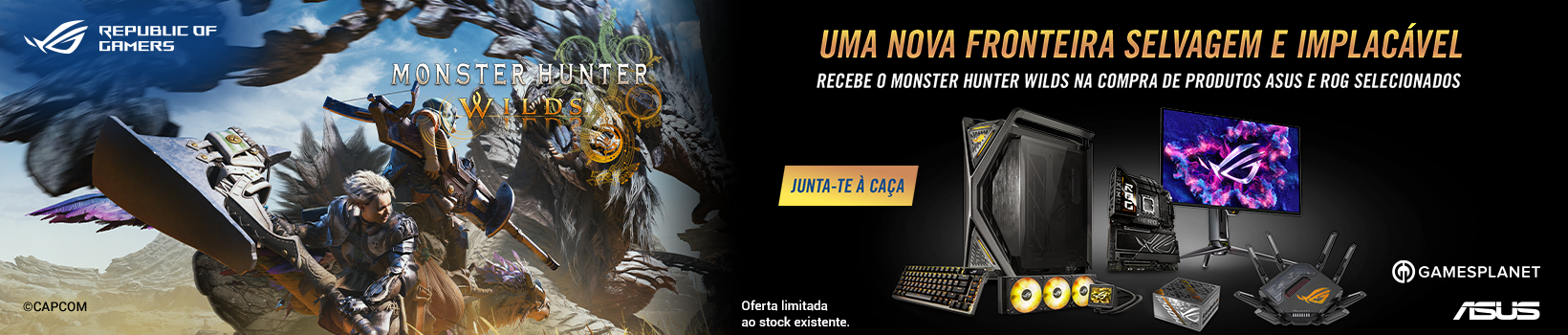 Recebe o Monster Hunter Wilds na compra de Produtos ASUS e Rog selecionados