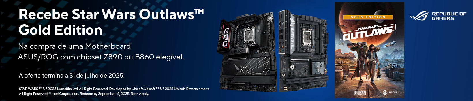 Obtém o Star Wars Outlaws Gold edition na compra de motherboards selecionadas