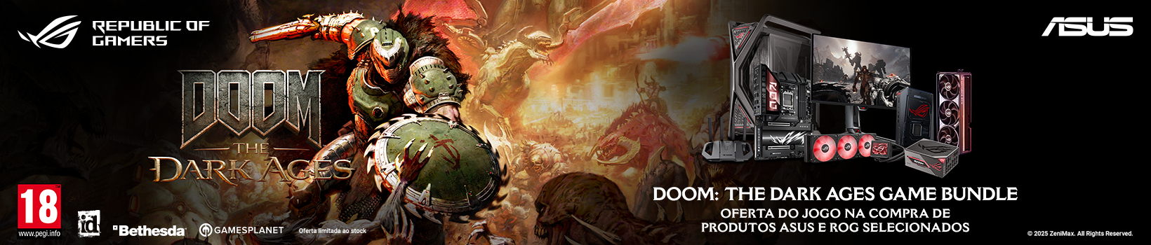 Compra um produto ASUS e ROG selecionado e recebe o DOOM: THE DARK AGES!