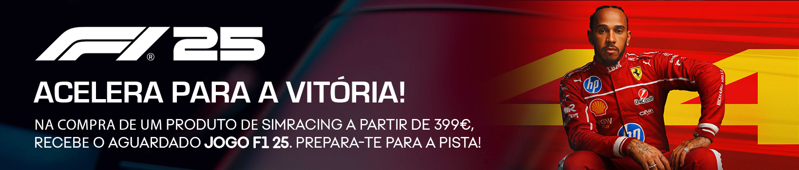 Obtém o F1 2025 na compra de produtos SimRacing acima de 399€