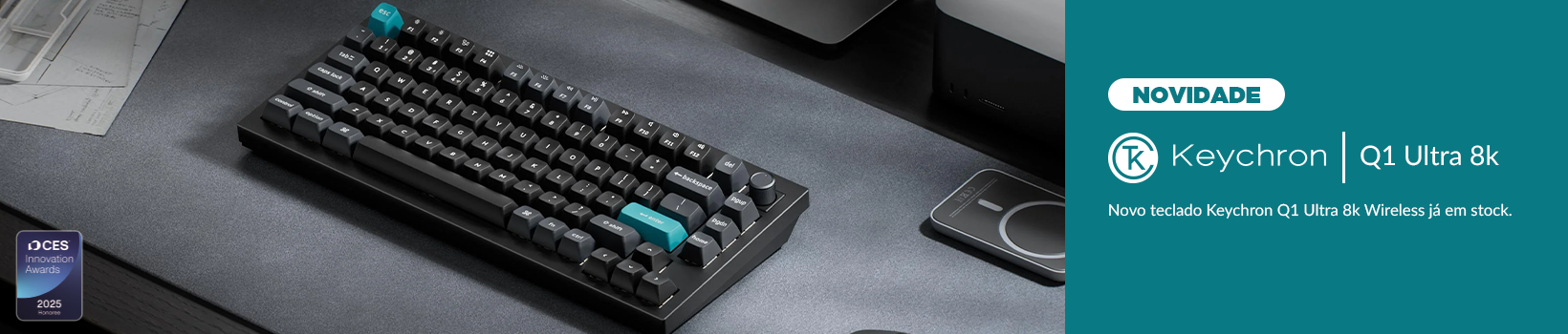 Obtenha o Novo teclado Keychron Q1 Ultra 8k Wireless já em stock