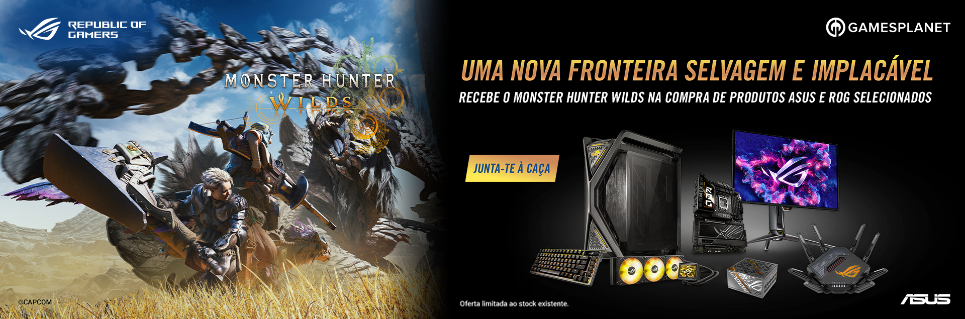 Recebe o Monster Hunter Wilds na compra de Produtos ASUS e Rog selecionados