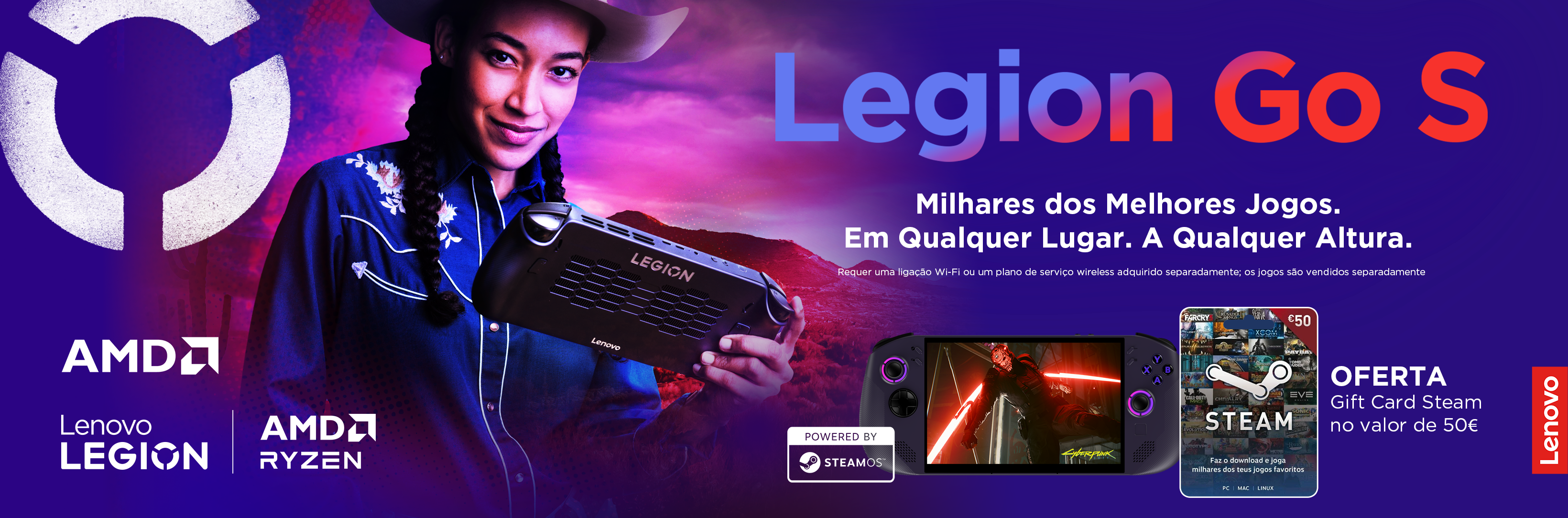 Conhece a nova consola Lenovo Legion Go S com SteamOS e oferta de Gift Card de 50€