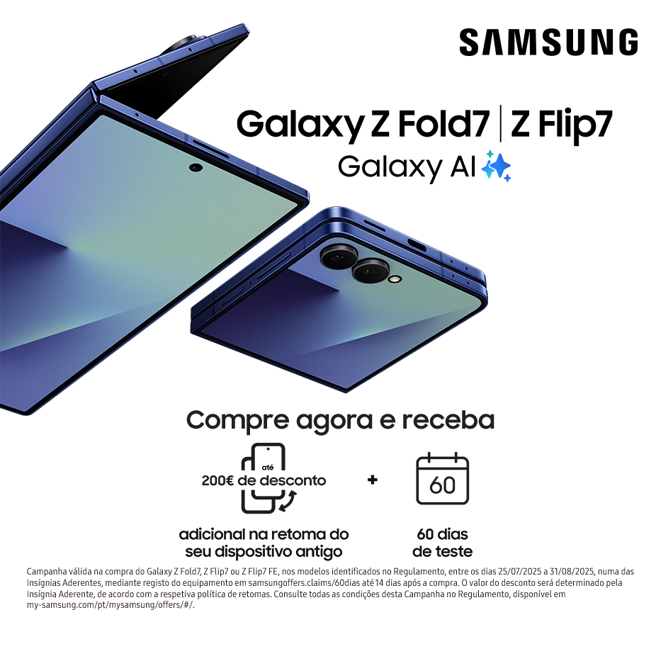 Lançamento novos telemóveis Samsung Galaxy Z Fold7 e Flip 7