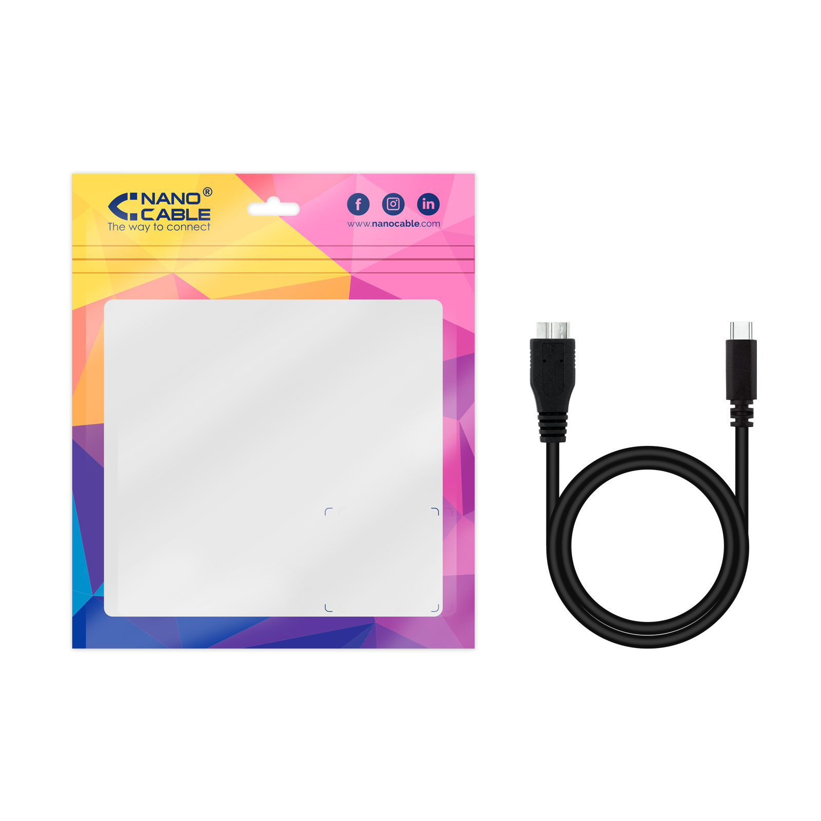 Nanocable - Cabo USB 3.0 Nanocable USB-C/M-Micro USB-B/M 1 M Preto