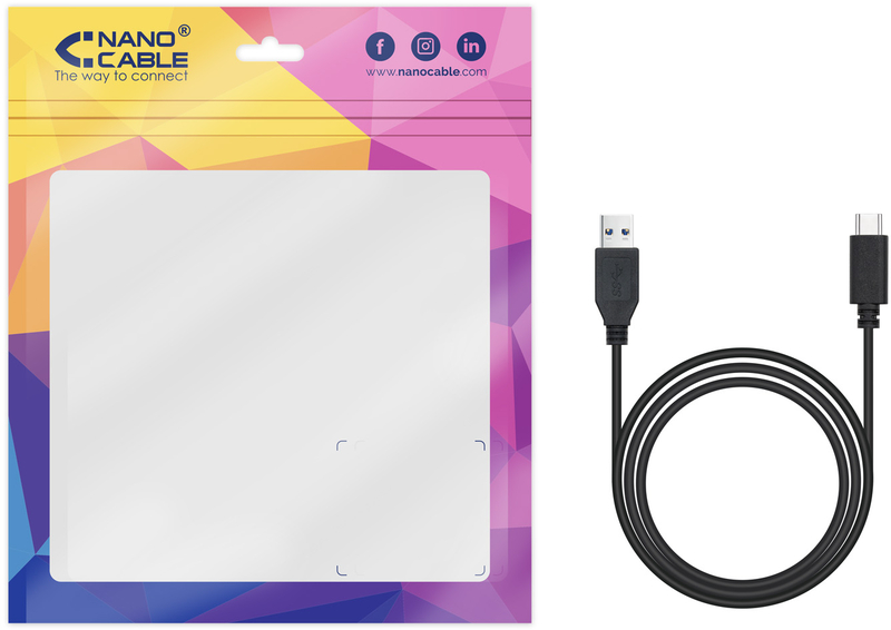 Nanocable - Cabo USB 3.1 Gen2 10Gbps 3A Nanocable USB-C/M > USB-A/M 0.5 M Preto