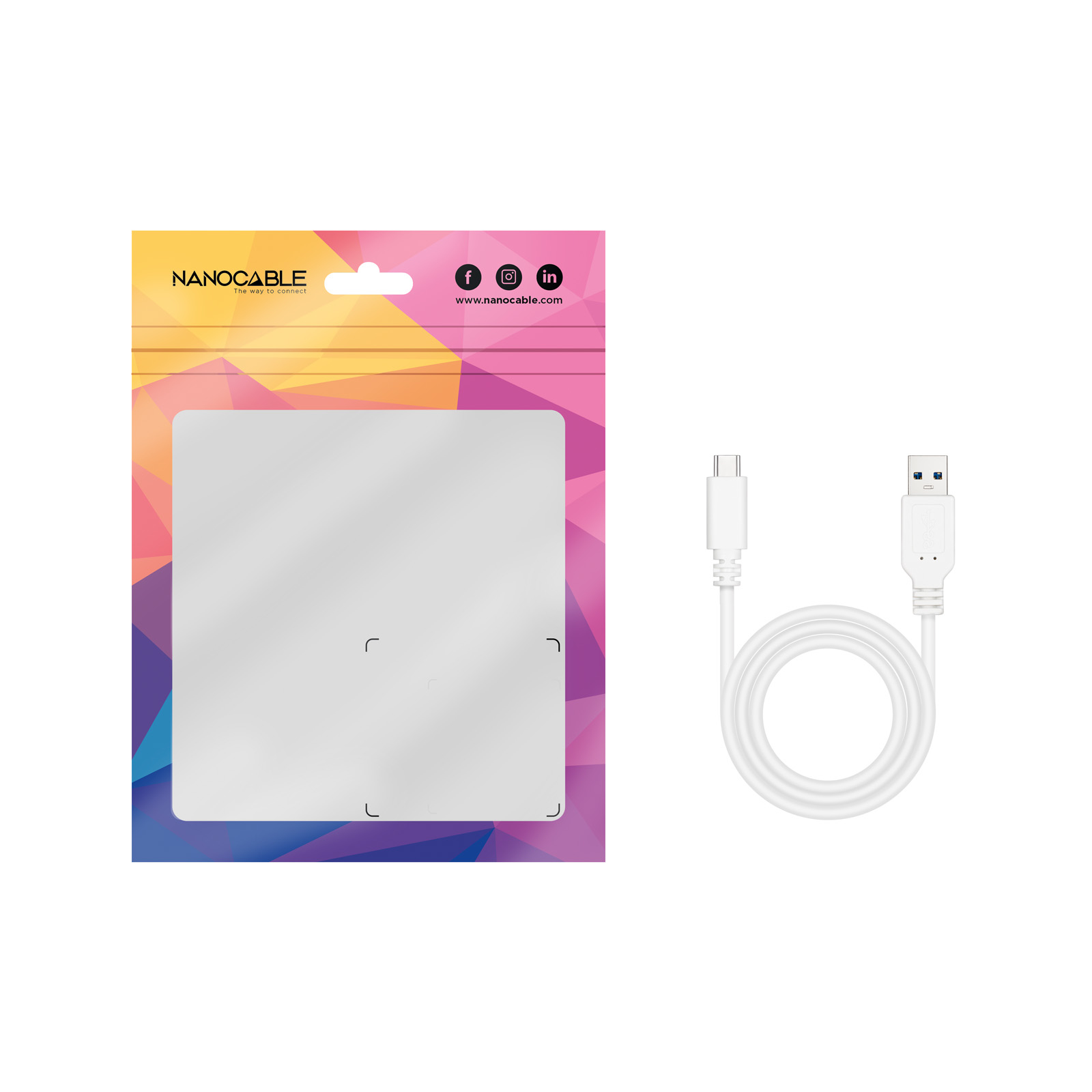 Nanocable - Cabo USB 3.1 Gen2 Nanocable 10Gbps 3A USB-C/M - A/M 1 M Branco