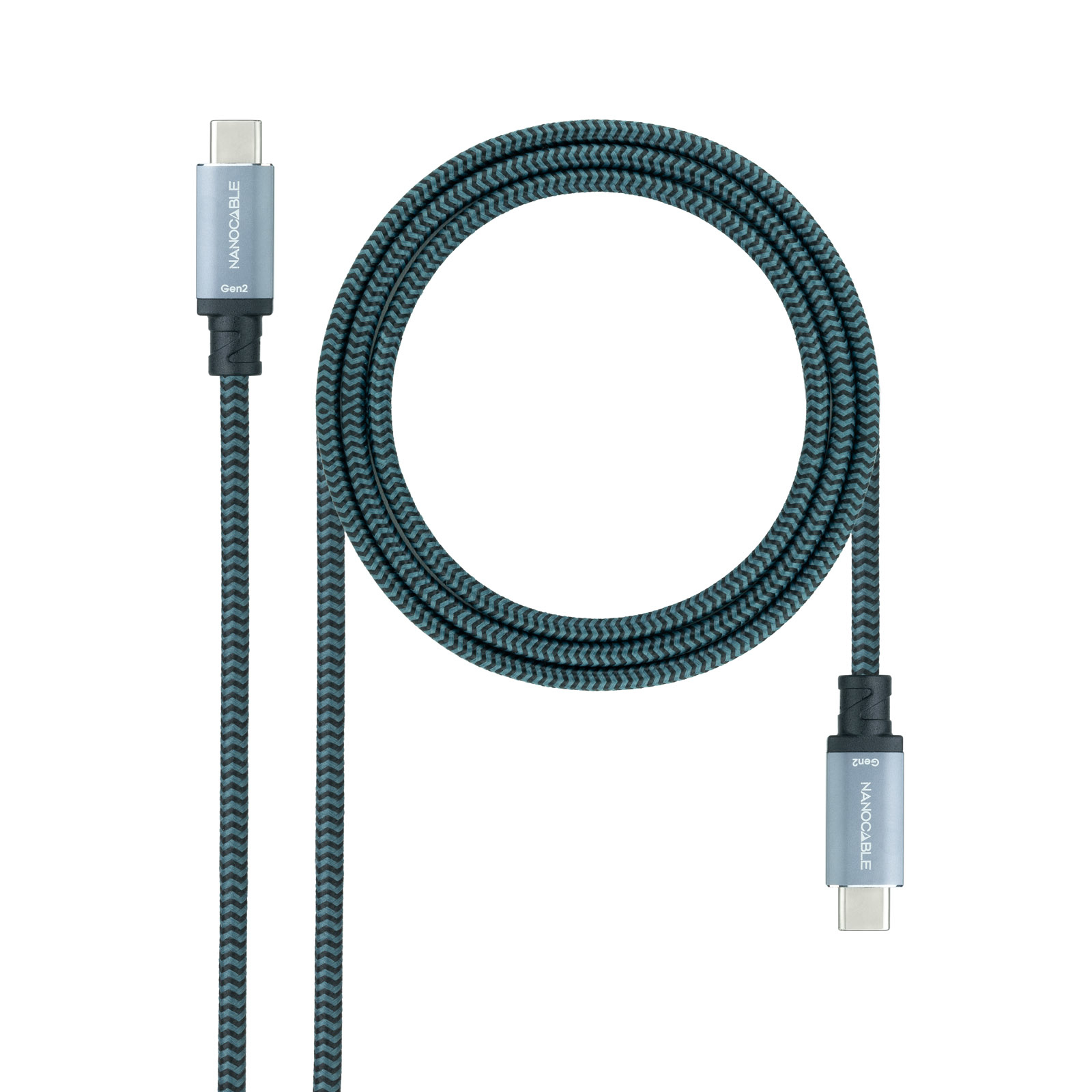 Picture of Picture of Cabo USB 3.2 Gen2x2 Nanocable 20Gbps 5A/100W 4K/60HZ USB-C M/M 0.5 M Cinzento/Preto