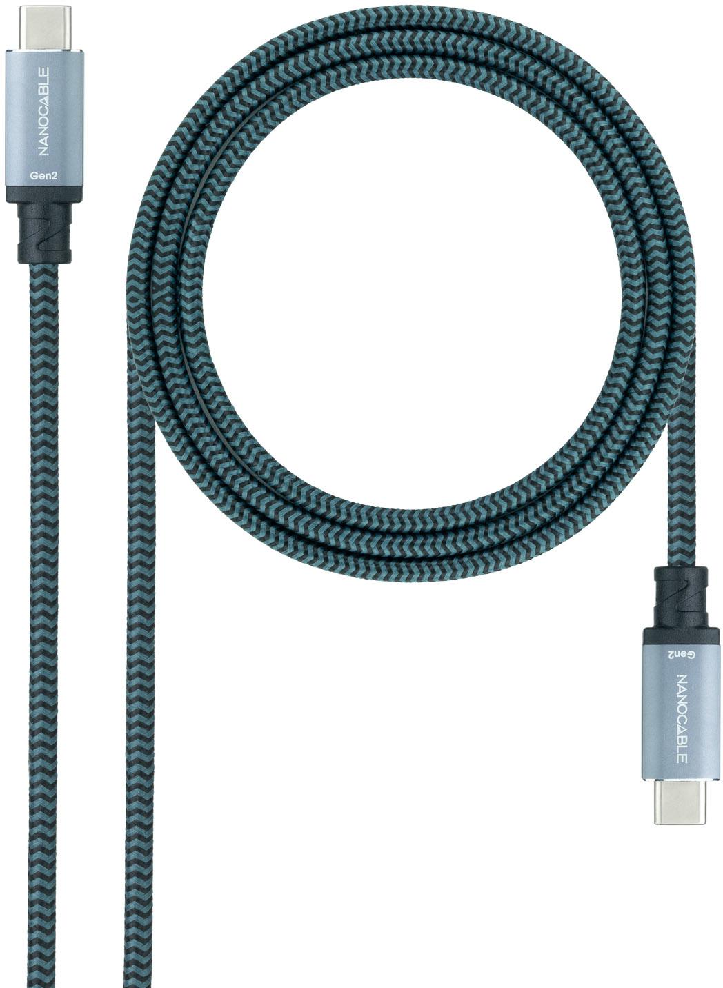 Picture of Picture of Cabo USB 3.2 Gen2x2 Nanocable 20Gbps 5A/100W 4K/60HZ USB-C M/M 3 M Cinzento/Preto