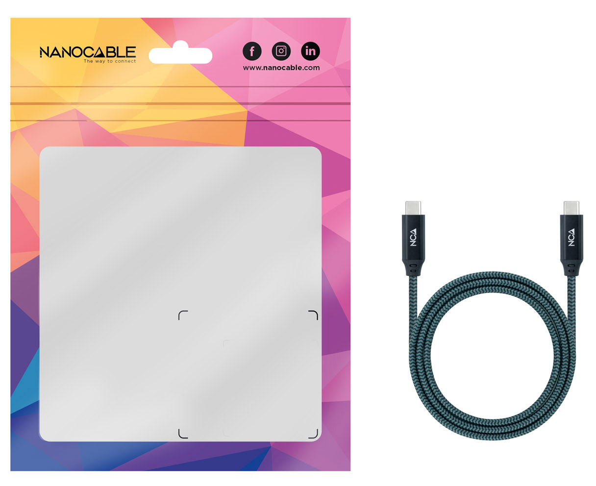 Nanocable - Cabo USB 3.2 Gen2x2 Nanocable 20Gbps 5A/100W 4K@60Hz USB-C M/M 1 M Cinzento/Preto