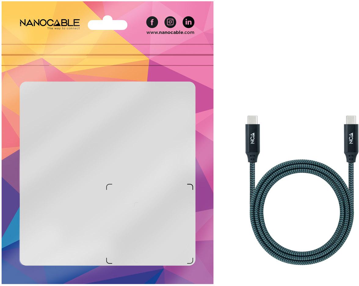 Nanocable - Cabo USB 3.2 Gen2x2 Nanocable 20Gbps 5A/100W 4K@60Hz USB-C M/M 2 M Cinzento/Preto