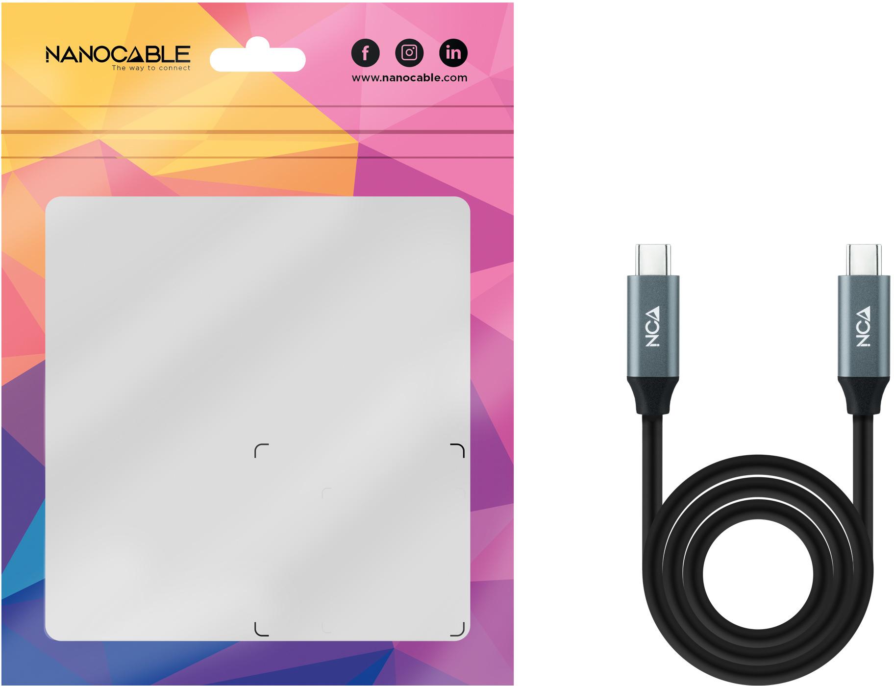 Nanocable - Cabo USB 3.2 Gen2x2 Nanocable 20Gbps 5A/100W 4K@60Hz USB-C M/M 2 M Preto