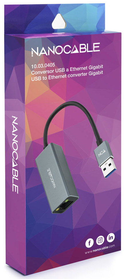 Nanocable - Adaptador Gigabit Nanocable USB 3.0 a Ethernet Gigabit 10/100/1000 Mbps 15 CM Cinzento