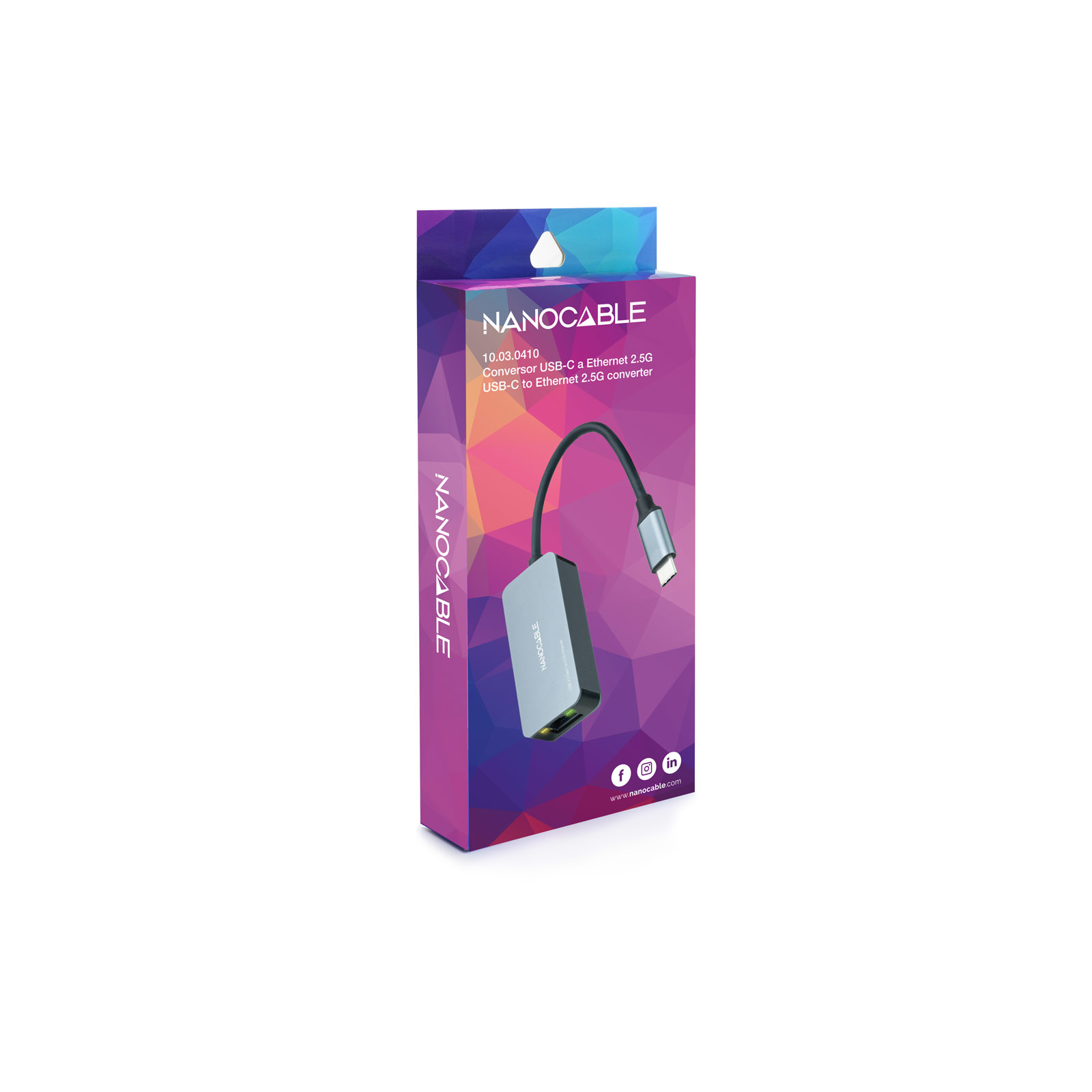 Nanocable - Adaptador Gigabit Nanocable USB-C 3.2 a Ethernet 2.5G 10/100/1000/2500 Mbps 15 CM Cinza