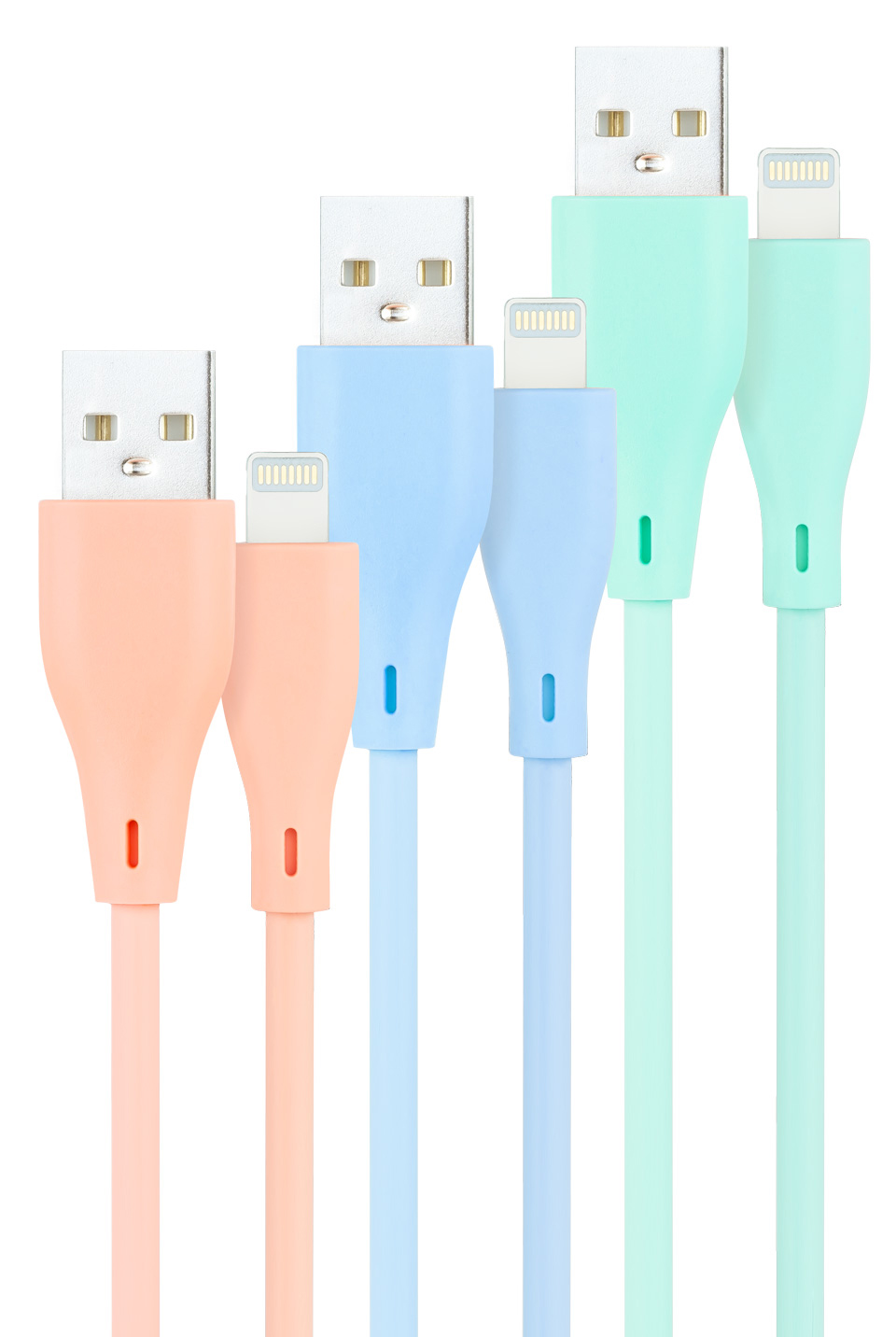Picture of Picture of Cabos Lightning Nanocable Lightning > USB A/M 1M (Pack 3 Rosa, Azul e Verde)