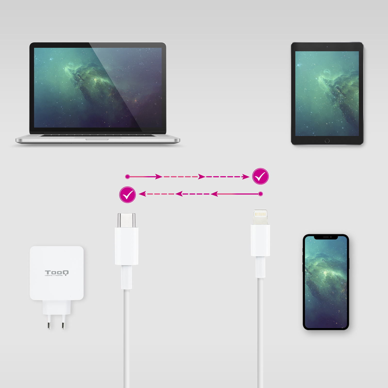 Nanocable - Cabo Lightning Nanocable Lightning > USB-C 1 M