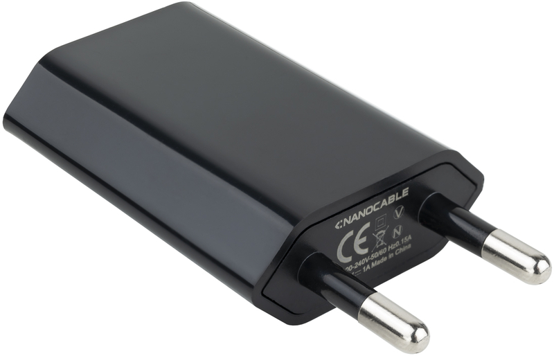 Nanocable - Mini Carregador USB Nanocable 5V/1A Preto