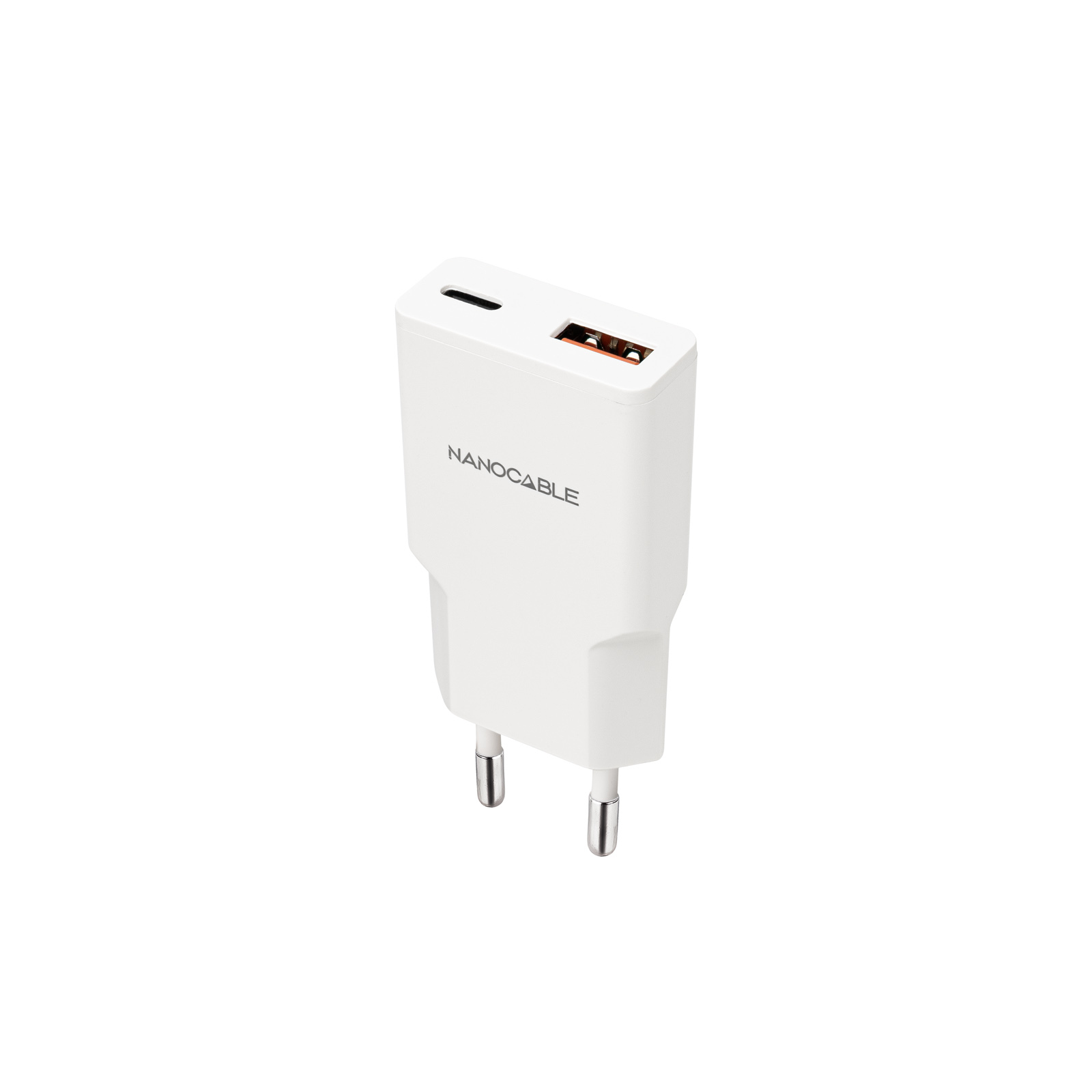 Nanocable - Carregador Nanocable USB-C/PD + USB-A/QC 20W, Branco