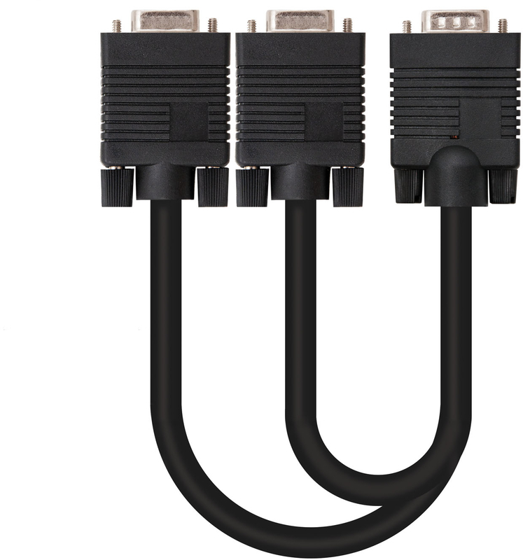 Nanocable - Cabo Bifurcador SVGA Nanocable VGA/M-2xVGA/F 45 CM Preto