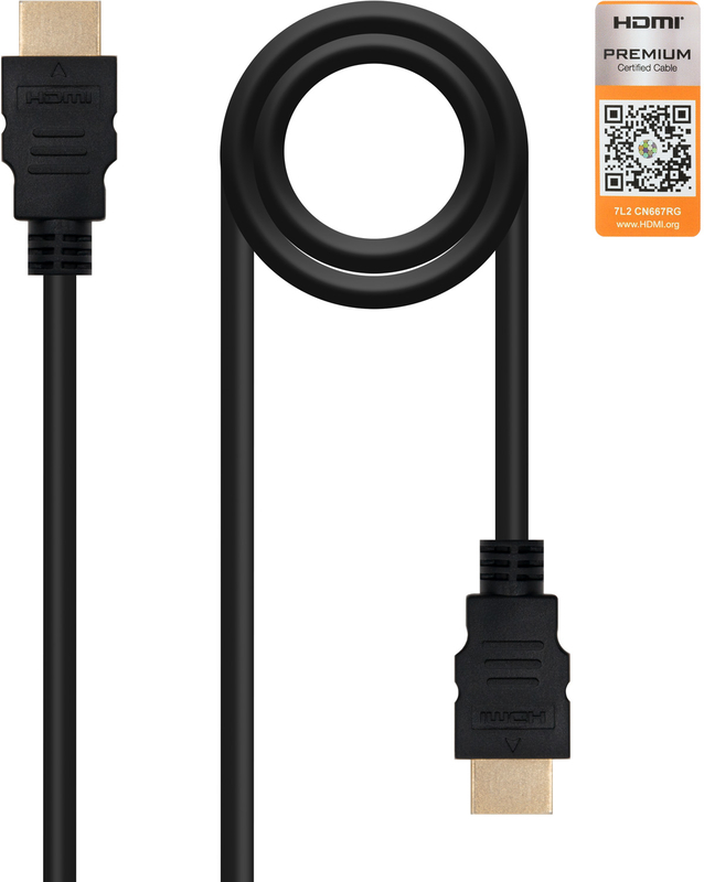 Nanocable - Cabo HDMI V2.0 4K@60Hz 18Gbps / Ethernet Nanocable A M/M 1 M Preto
