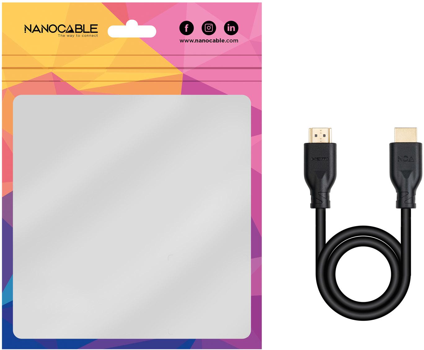 Nanocable - Cabo HDMI V2.0 4K@60Hz 18Gbps Nanocable A M/M CCS 1 M Preto