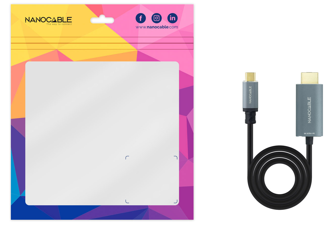 Nanocable - Cabo Conversor Nanocable USB-C > HDMI 2.1 8K@60HZ 1.8 M Preto