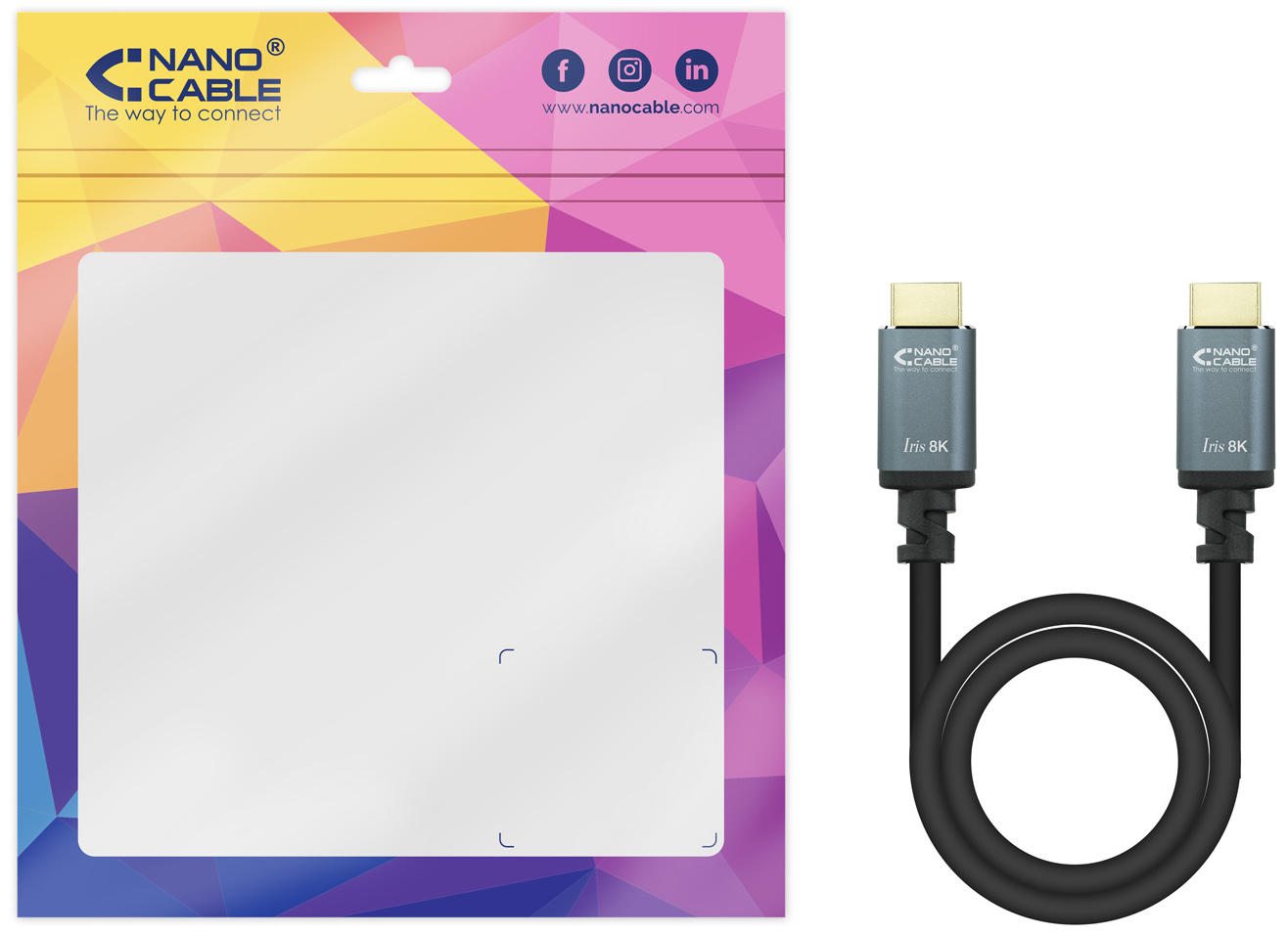 Nanocable - Cabo HDMI V2.1 8K Nanocable IRIS A M/M 0.5 M Preto