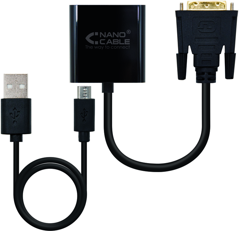 Nanocable - Adaptador Nanocable DVI M > VGA 10 CM Preto