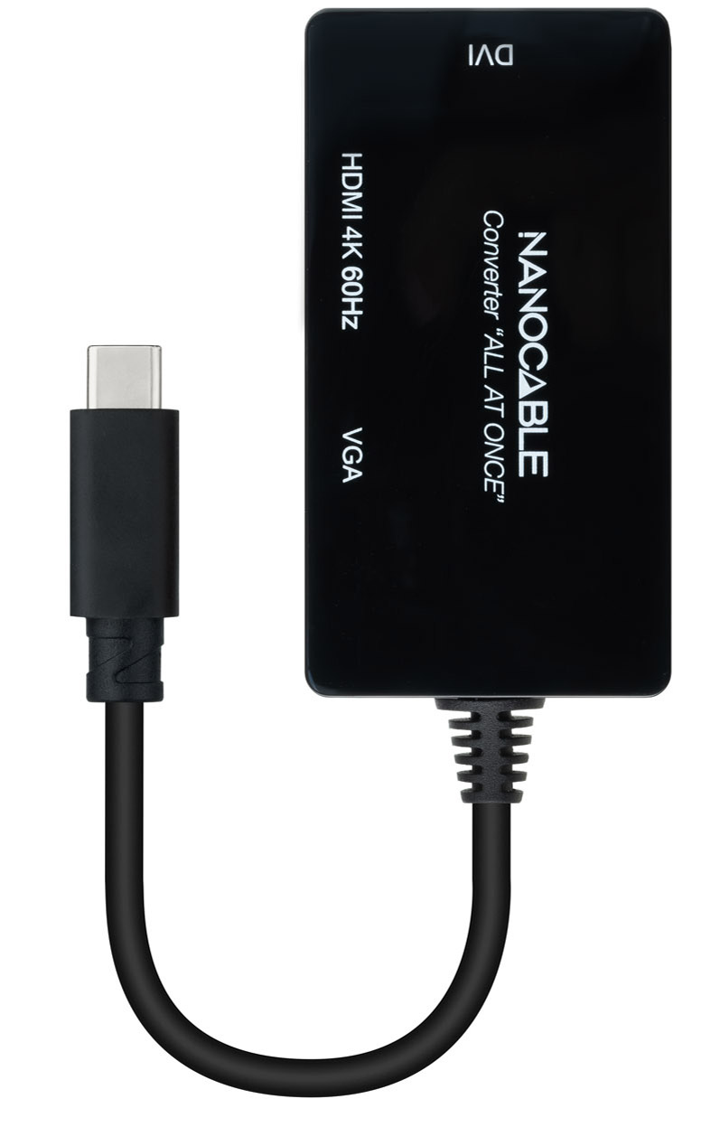 Picture of Picture of Adaptador Nanocable USB-C > HDMI / DVI / VGA 20 CM Preto