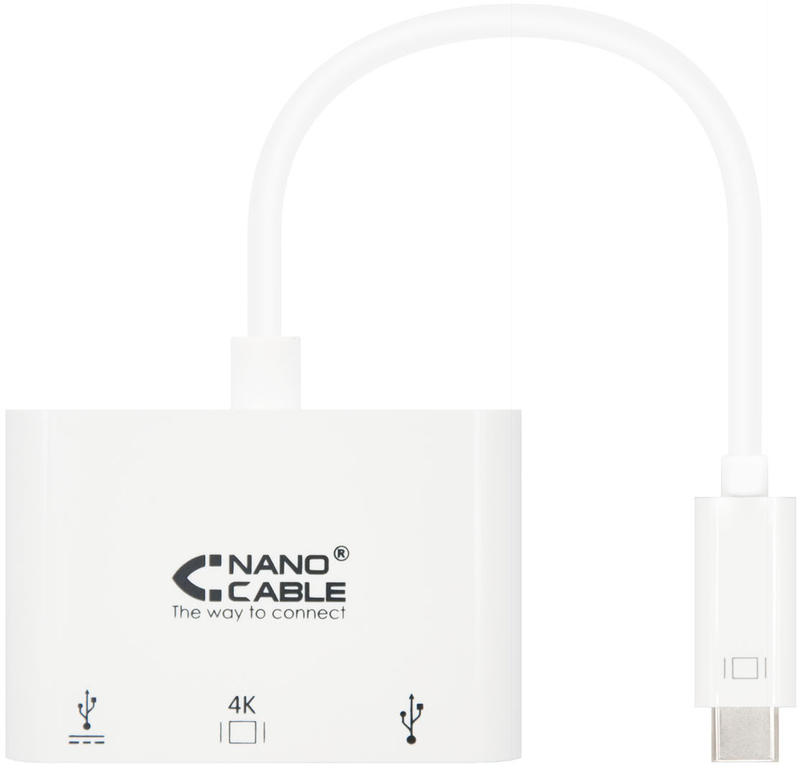 Nanocable - Adaptador Nanocable USB-C M > HDMI F / USB A / USB-C 15 CM Branco