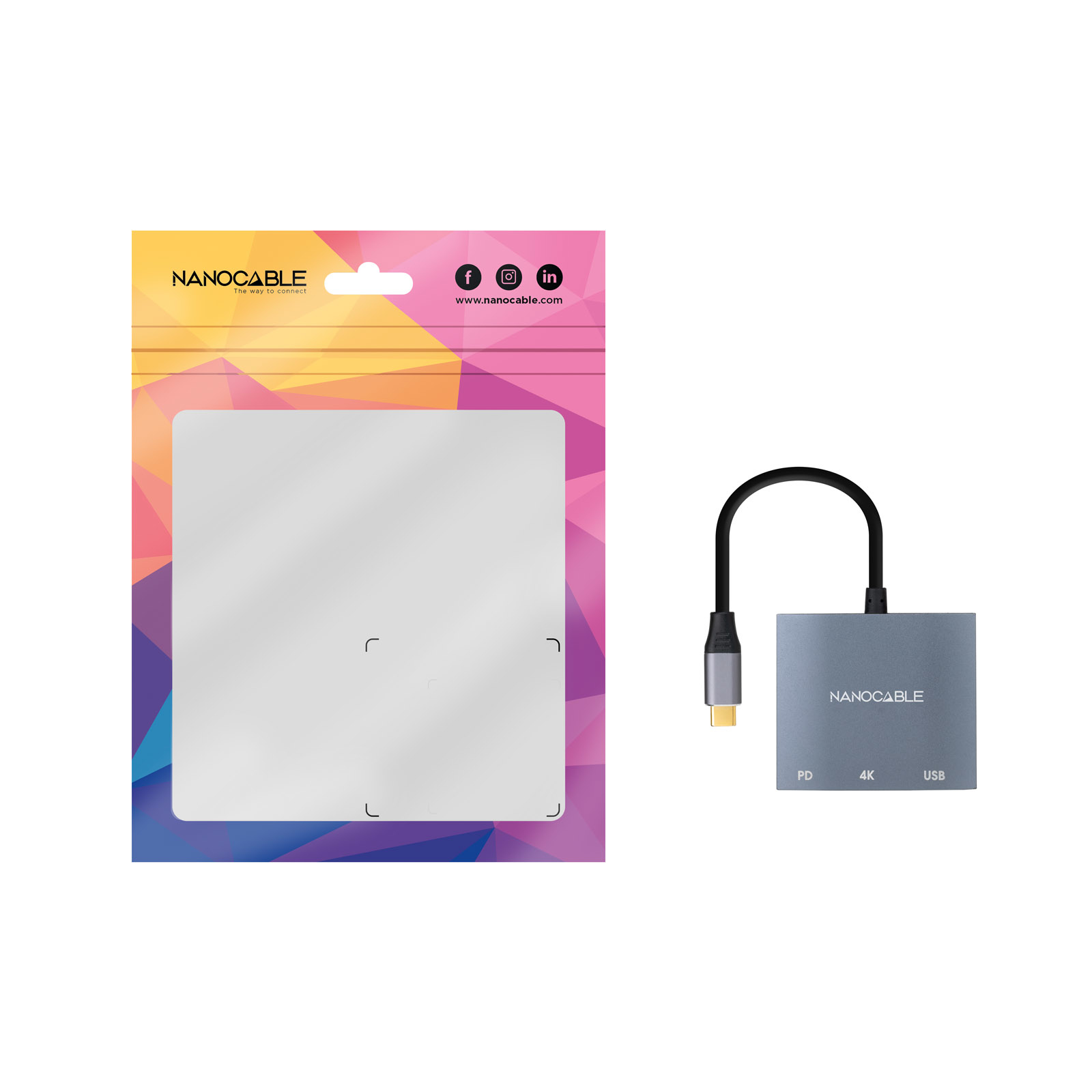 Nanocable - Adaptador Nanocable USB-C > HDMI + USB + USB-C (PD60W) Compatível c/ Thunderbolt 3