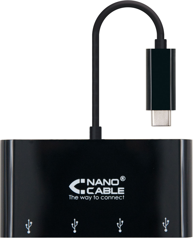 Nanocable - Hub USB-C Nanocable 4x USB 3.0 Type A 10 CM Preto
