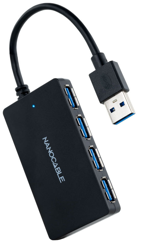 Nanocable - Hub USB 3.0 Nanocable 4x USB 3.0 USB-A/M-USB 3.0/F 15 CM Preto