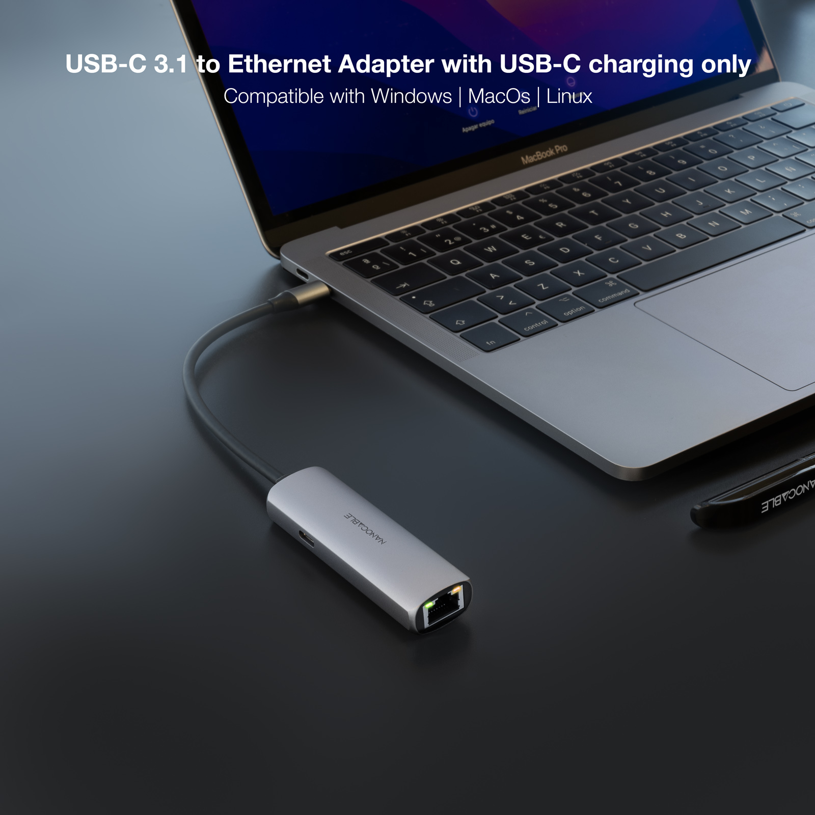 Nanocable - Hub Conversor Nanocable USB-C A RJ45, PD 100W, USB-C/M, 18 CM