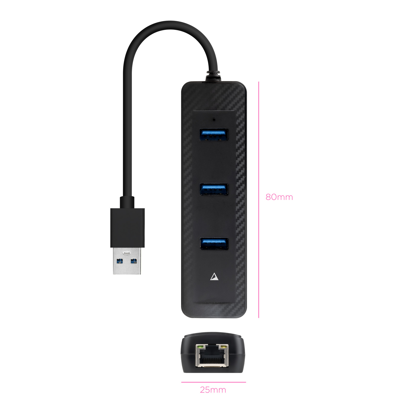 Nanocable - Hub Conversor USB3.0 A Ethernet 3xUSB3.0 USB-A/M-RJ45/