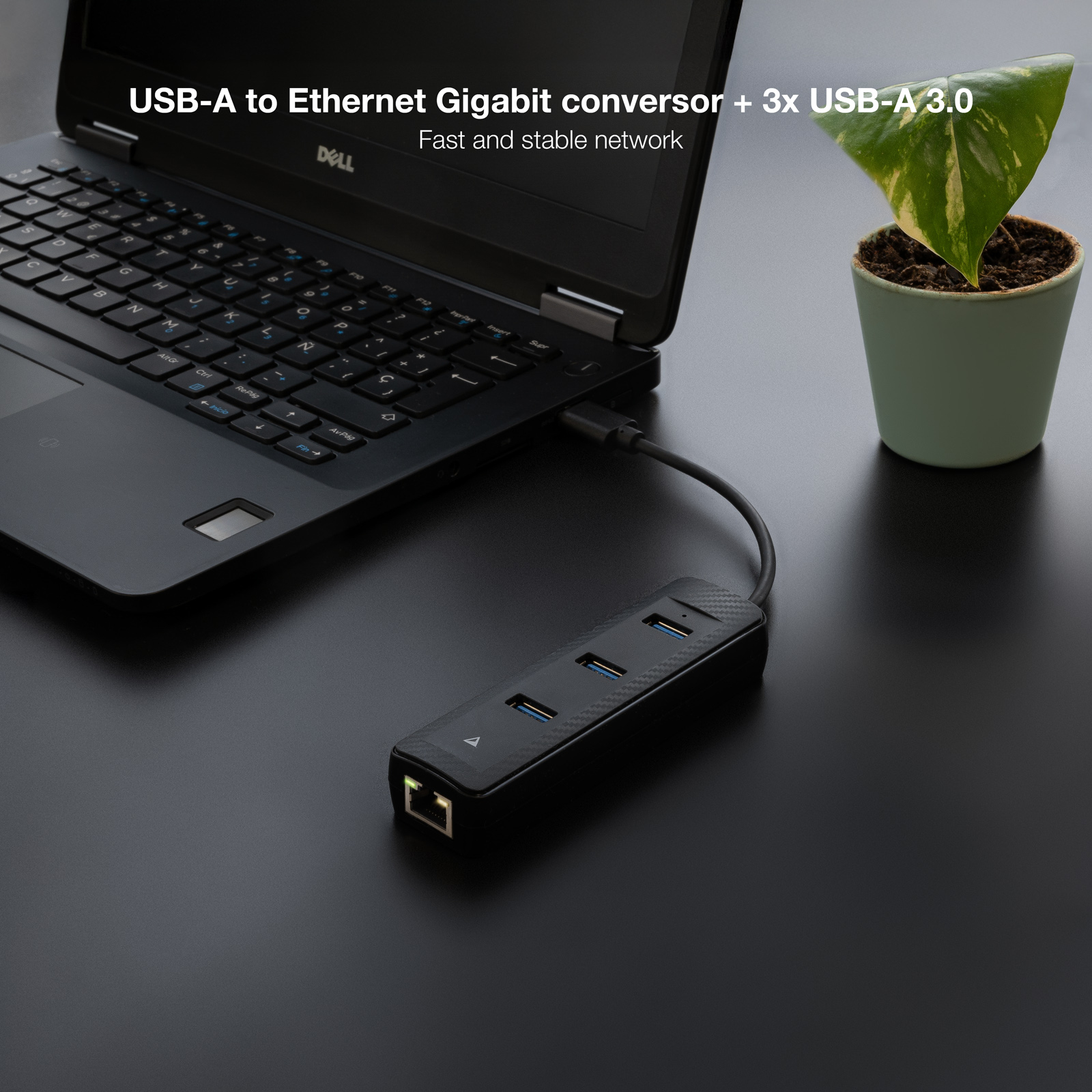 Nanocable - Hub Conversor USB3.0 A Ethernet 3xUSB3.0 USB-A/M-RJ45/