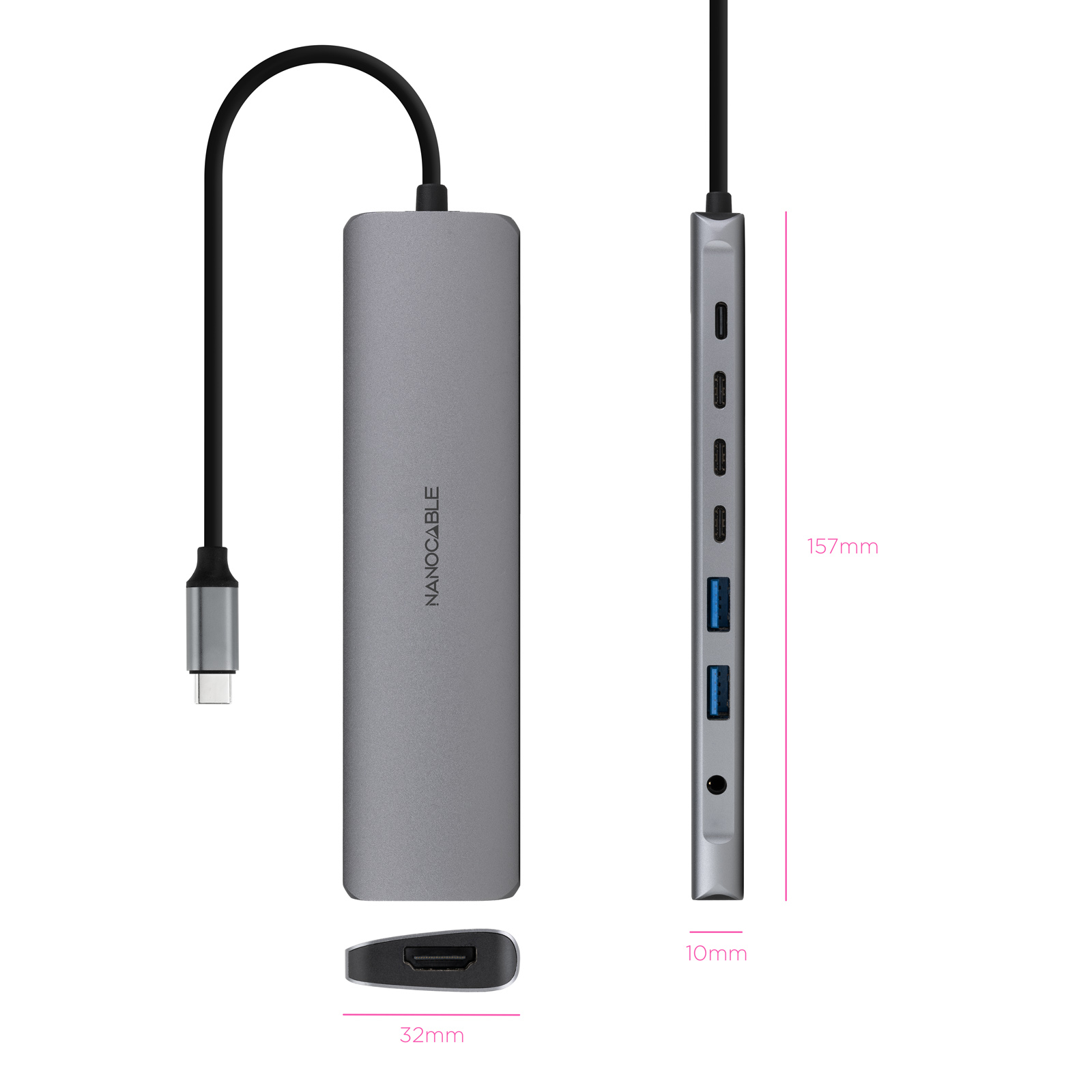Nanocable - Hub Nanocable USB-C 2xUSB-A+3xUSB-C+USB-C CARGA+HDMI+AUDIO