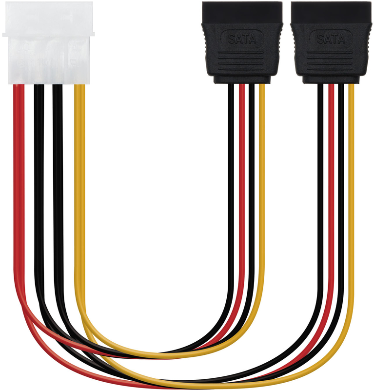 Nanocable - Cabo de Alimentação SATA Nanocable 5.25" (Molex 4Pinos) M 2x SATA F 20 CM OEM