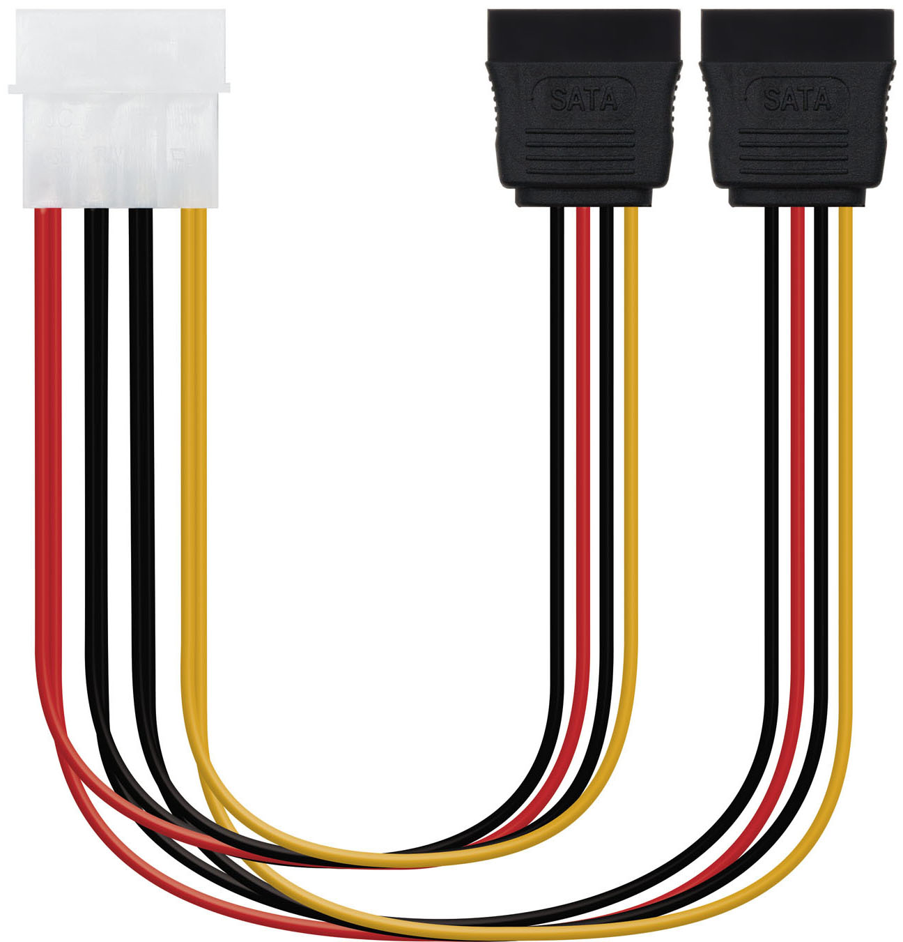 Nanocable - Cabo de Alimentação SATA Nanocable 5.25" (Molex 4Pinos) M 2x SATA F 20 CM