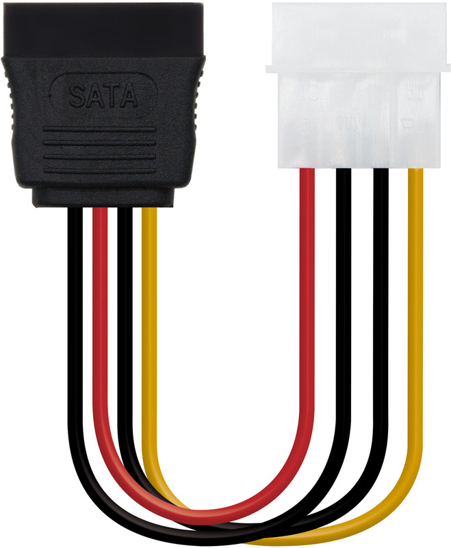 Nanocable - Cabo de Alimentação SATA Nanocable 5.25" (Molex 4 Pinos) M SATA F 16CM OEM