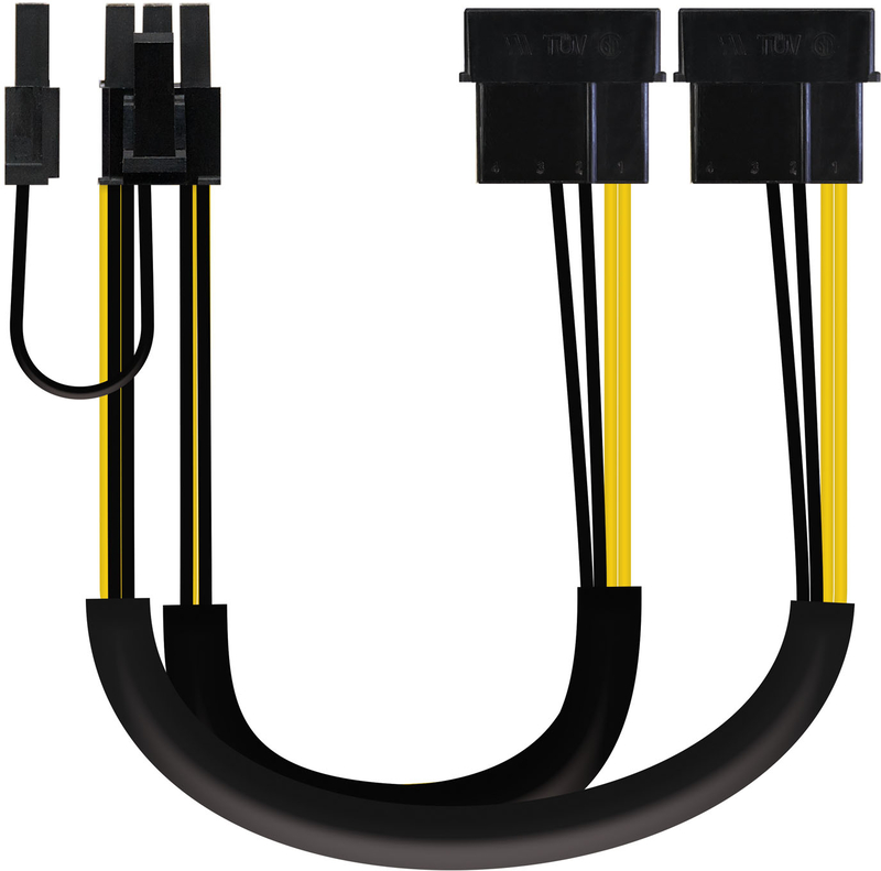 Nanocable - Cabo Placa Gráfica Nanocable 2x 5.25"M > PCI-E (Molex 6/2Pinos) M 20 CM