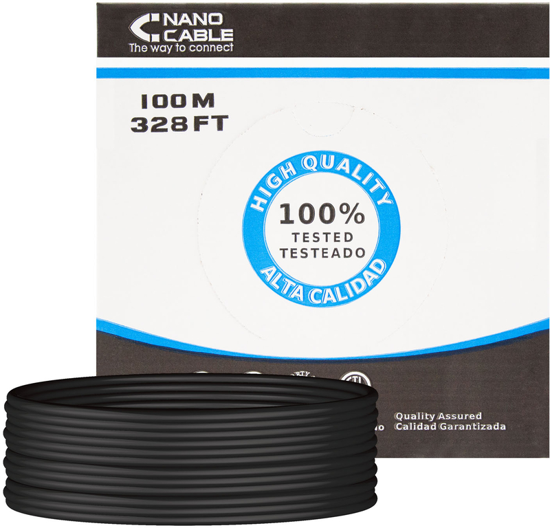 Nanocable - Bobine de Rede Nanocable RJ45 UTP CAT.5E AWG24 Exterior 100 M Preto