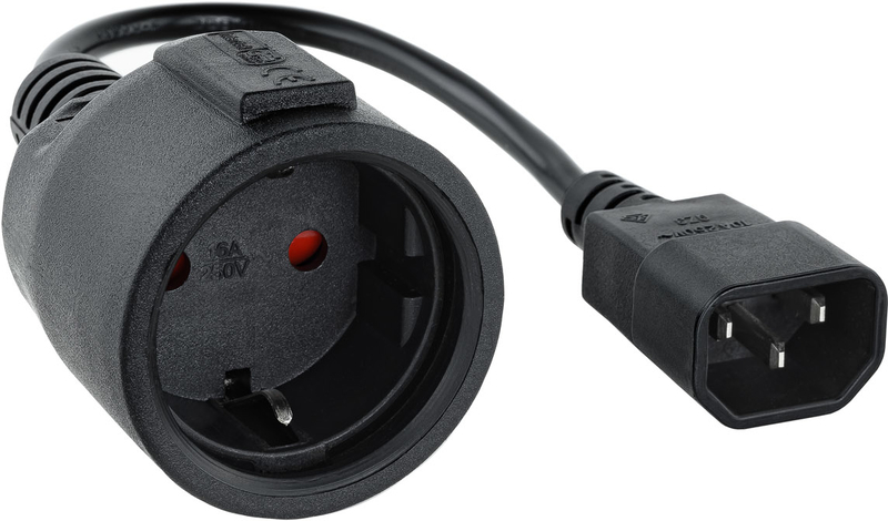 Nanocable - Cabo Adaptador de Alimentação Nanocable C14 p/ Schuko 0.25 M Preto