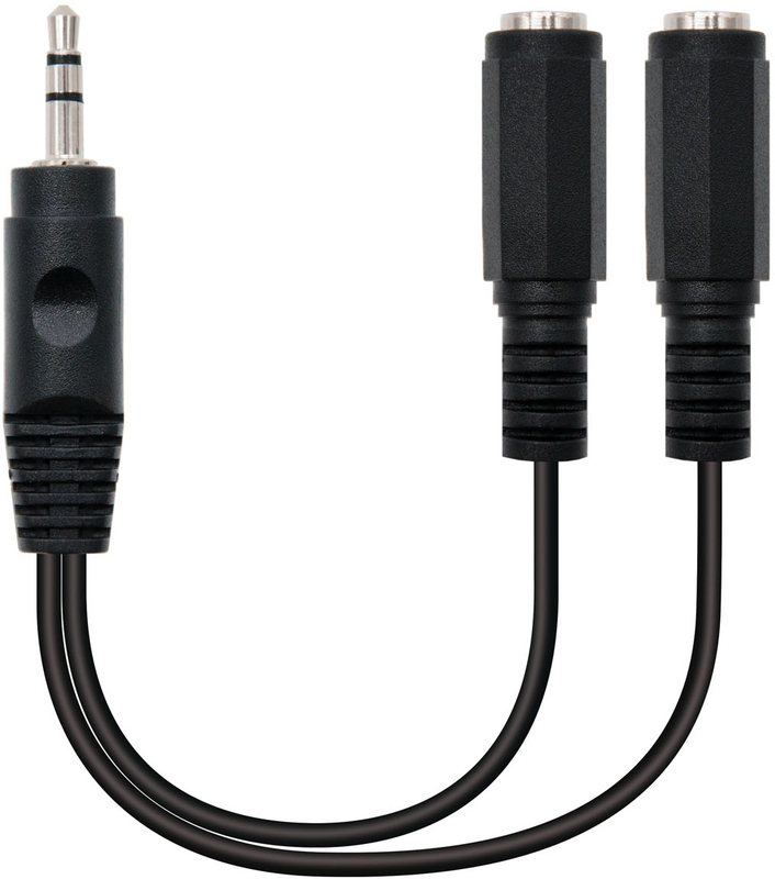 Nanocable - Cabo de Divisão Áudio Nanocable Jack 3,5/M 2x Jack 3,5/F 15 CM Preto