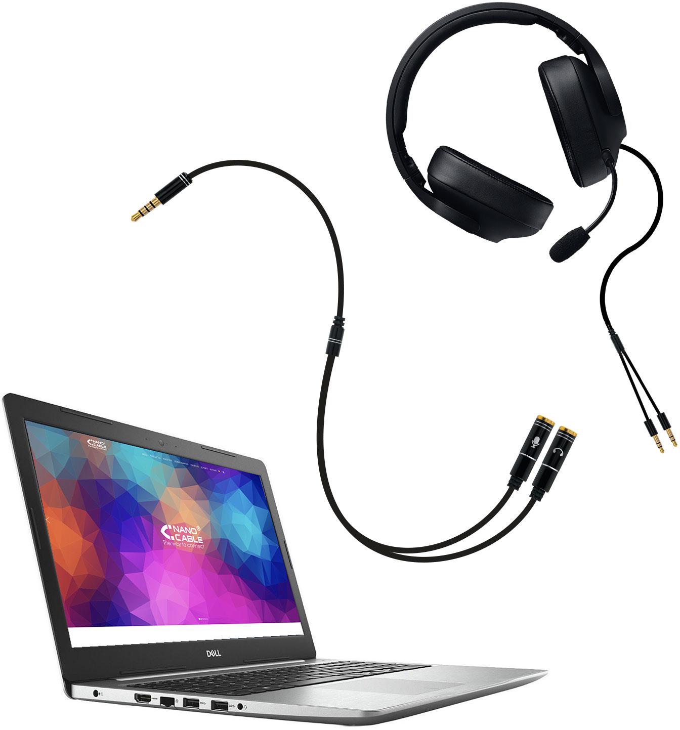 Nanocable - Cabo de Divisão Áudio Nanocable Jack 3,5/M 4 PINOS 2x Jack 3,5/H 3 PINOS 30 CM Preto