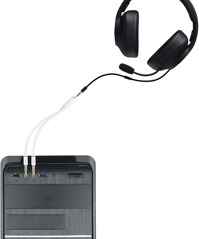 Nanocable - Cabo de Divisão Áudio Nanocable Jack 3,5/F 3 PINOS 2x Jack 3,5/M 4 PINOS 20 CM Branco