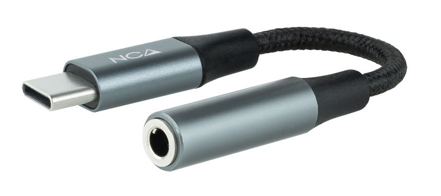 Nanocable - Cabo Conversor de Áudio Nanocable USB-C/M Jack 3.5/F 11 CM Preto/Cinza